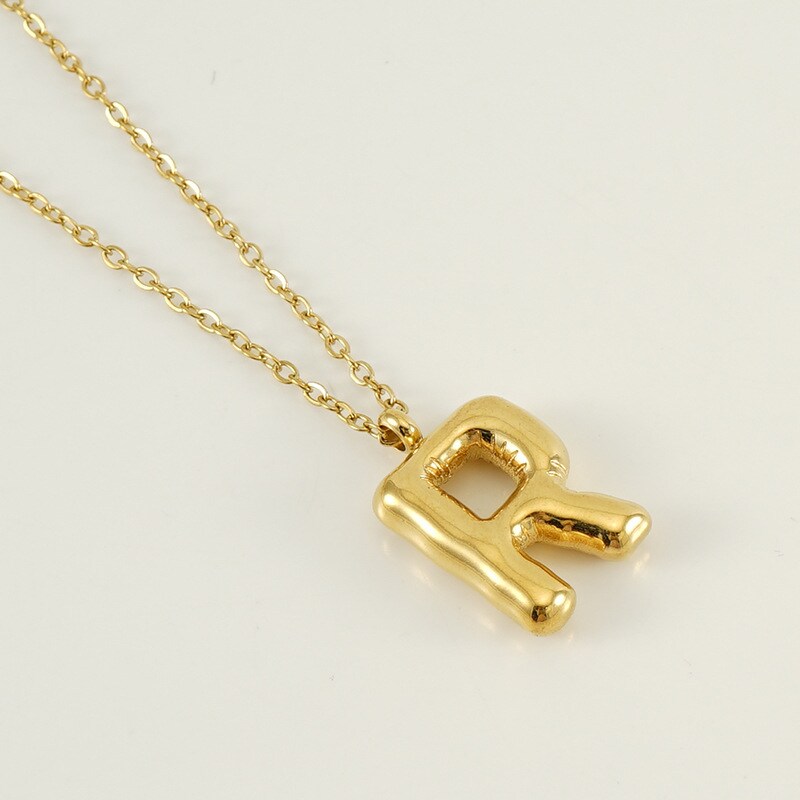 Gold color / 1 Piece Simple Series Simple Letter R Stainless Steel 18K Gold Plated Women's Pendant Necklaces Picture18